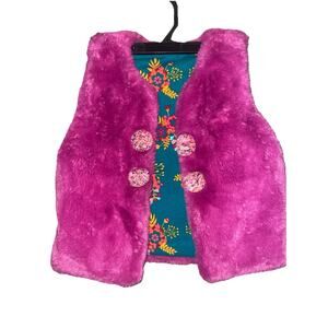 Matilda Jane Girls Pink Faux Fur Moments With You Reversible Vest Sz 6